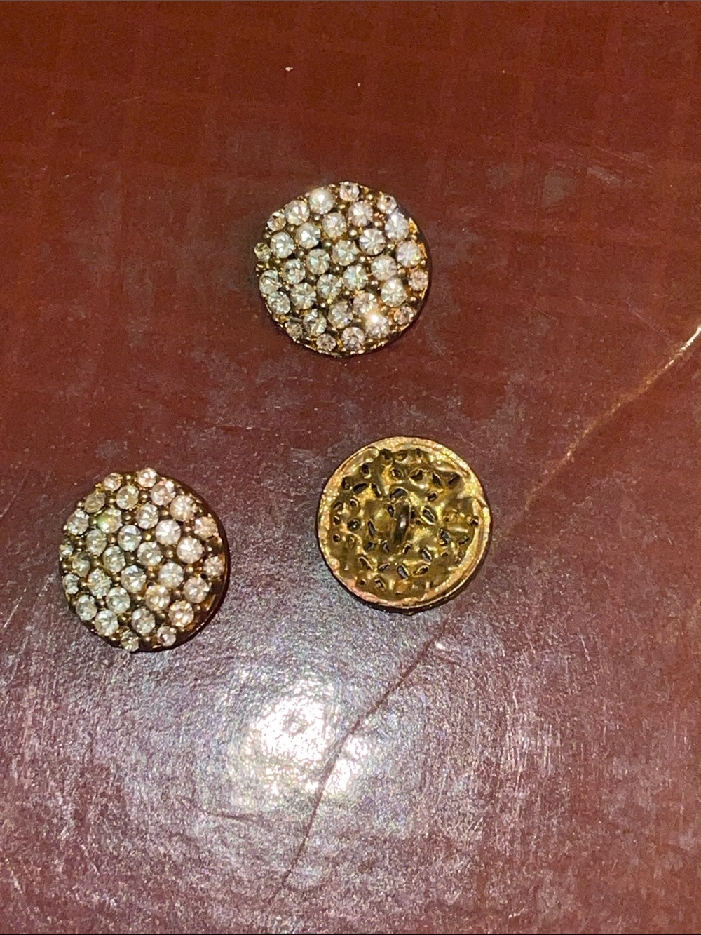 Crystal Pave Gold-Tone Round Button -Sparkling Goldtone.